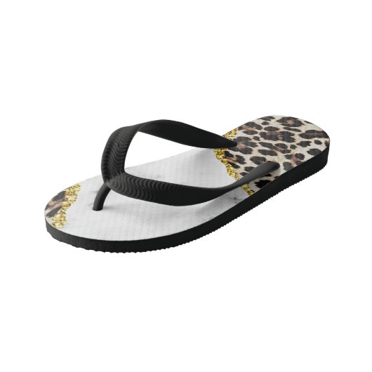 Luxus Leopard Interieur Marmor Stone Glitzer Hand Kinderbadesandalen (Schrägansicht)