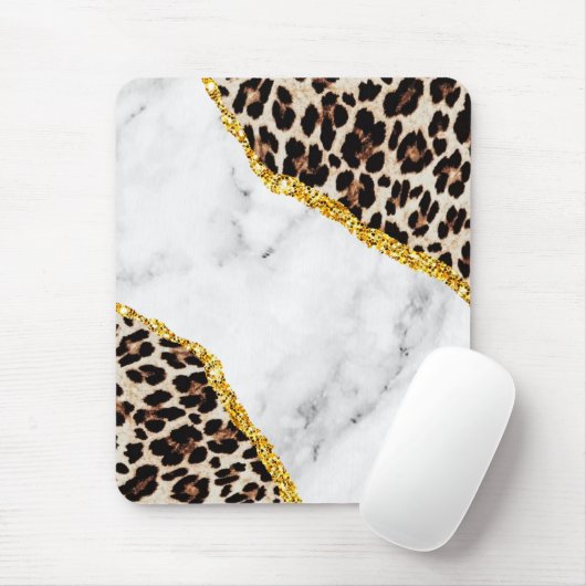 Luxus Leopard Interieur Marmor Stone Glitzer Mousepad (Mit Mouse)