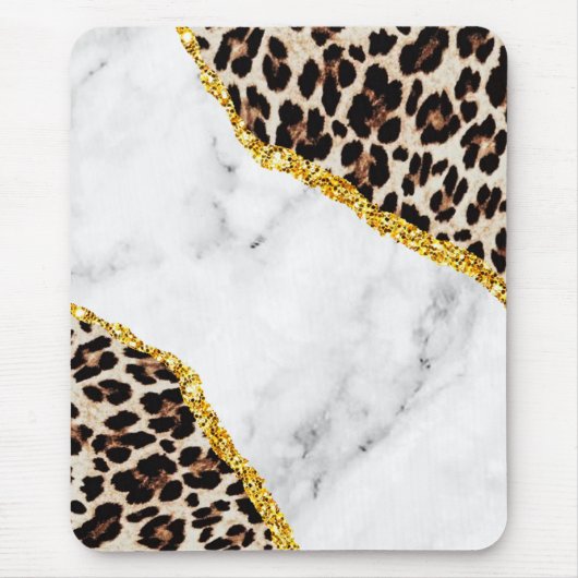 Luxus Leopard Interieur Marmor Stone Glitzer Mousepad (Vorne)