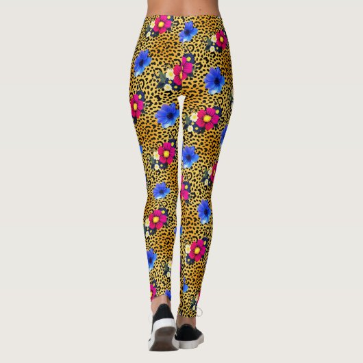 Luxus Leopard mit Blume Print Leggings (Rückseite)