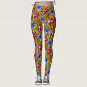 Luxus Leopard mit Blume Print Leggings (Vorderseite)