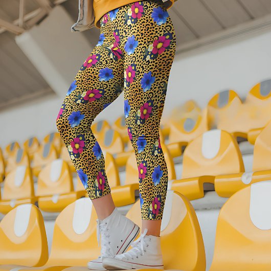 Luxus Leopard mit Blume Print Leggings