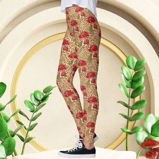 Luxus Leopard mit Pilzdruck Leggings