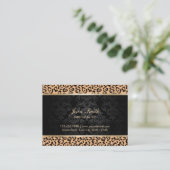 Luxus Leopard Print & Damask Makeup Artist Visitenkarte (Stehend Vorderseite)