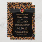 Luxus Leopard Print Ruby Gemstone Hochzeit Einladung (Vorne/Hinten)