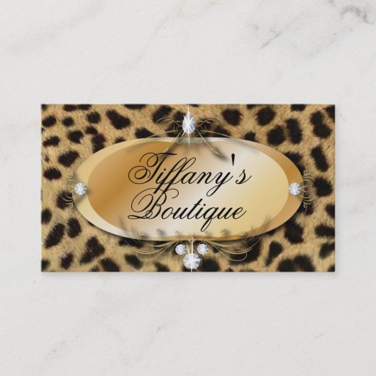 Luxus Leopard PrintVintage Mode Business Cards Visitenkarte (Vorderseite)
