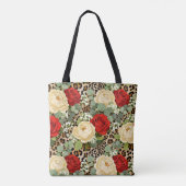Luxus-Leoparden- & Rot-Rosen-Muster Tasche (Rückseite)