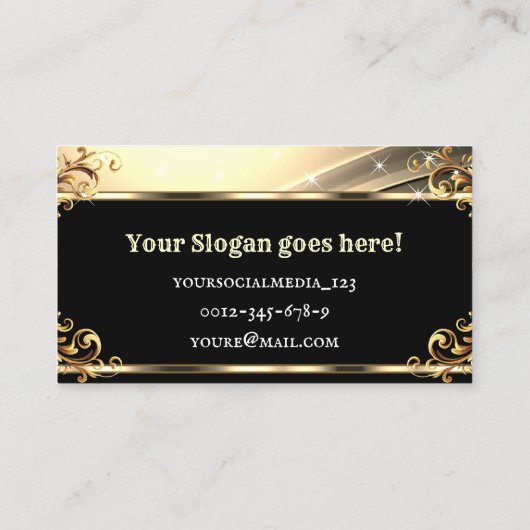Luxus Light Gold Black Chic Royal Glam Ornamente Visitenkarte (Rückseite)