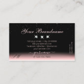 Luxus Light Pink Black Sparkle Diamonds Initialen Visitenkarte (Rückseite)