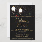 Luxus Lights Black & Gold Corporate Holiday Party Einladung (Vorderseite)