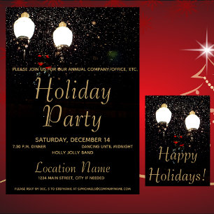 Luxus Lights Black & Gold Corporate Holiday Party Einladung