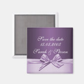 Luxus Lila Elegant Ribbon Save the Date Magnet (Vorderseite/Rückseite)