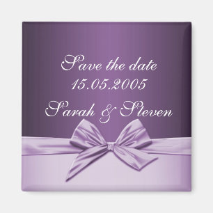 Luxus Lila Elegant Ribbon Save the Date Magnet