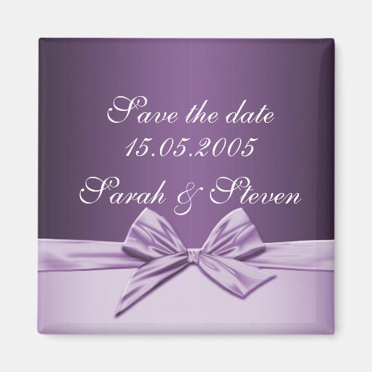 Luxus Lila Elegant Ribbon Save the Date Magnet (Vorne)