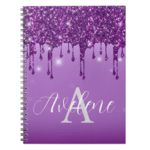 Luxus Lila Glitzer Tropfen Monogram