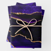 Luxus Lila Gold Glitzer Agate Happy Birthday Geschenkpapier Set (Beispiel)