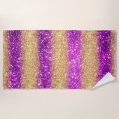 Luxus Lila Gold Glitzer Strandtuch (Vorderseite)