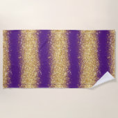 Luxus Lila Gold Glitzer Strandtuch (Vorderseite)