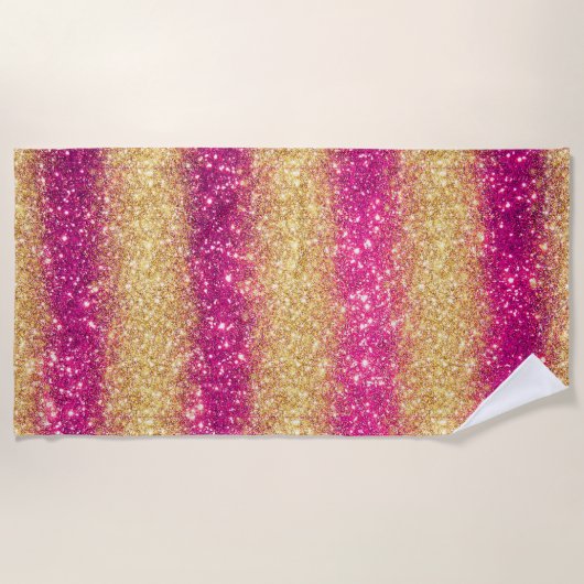 Luxus Lila Gold Glitzer Strandtuch (Vorderseite)