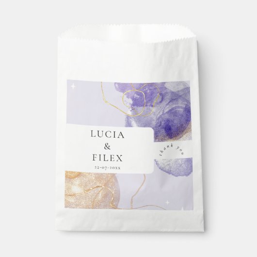 Luxus Lila & Golden Abstrakt Geschenktütchen (Vorderseite)