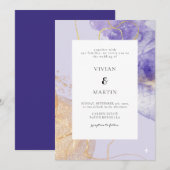 Luxus Lila & Golden Abstrakt Wedding Einladung (Vorne/Hinten)