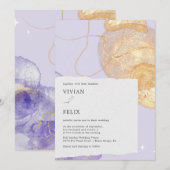 Luxus Lila & Golden Abstrakt Wedding Einladung (Vorne/Hinten)