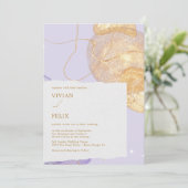 Luxus Lila & Golden Abstrakt Wedding Einladung (Stehend Vorderseite)