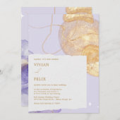 Luxus Lila & Golden Abstrakt Wedding Einladung (Vorne/Hinten)
