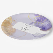Luxus Lila & Golden Abstrakt Wedding Pappteller (Schrägansicht)