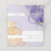 Luxus Lila & Golden Abstrakt Wedding Platzkarte (Außenseite Aufgefaltet)