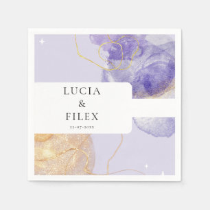 Luxus Lila & Golden Abstrakt Wedding Serviette