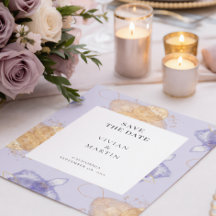 Luxus Lila & Golden Save the Date Abstrakt