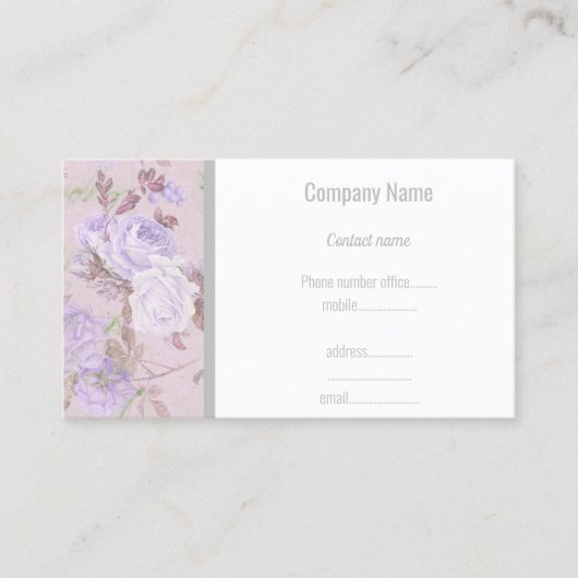 LUXUS LILA LILAC FLORAL SILVER BUSINESS CARD VISITENKARTE (Vorderseite)