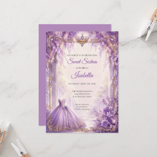 Luxus-Lila-Prinzessin Sweet Sixteen Einladung