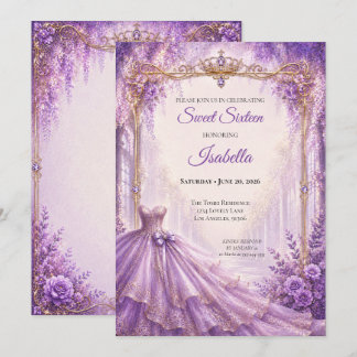 Luxus-Lila-Prinzessin Sweet Sixteen Einladung