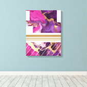 Luxus-Lila, Rosa und Gold-Marmor Leinwanddruck (Insitu (Holzboden))