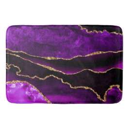 Luxus Lila und Gold Glitzer Agate Badematte
