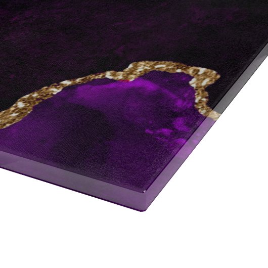 Luxus Lila und Gold Glitzer Agate Schneidebrett (Ecke)