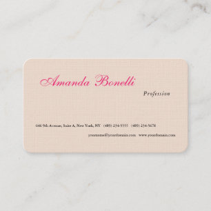 Luxus Linen Champagne Pink Schlicht Minimalistisch Visitenkarte