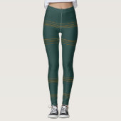Luxus Linen Popular Green Gold Texture Collection Leggings (Vorderseite)