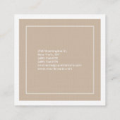 Luxus-Linen Schlicht Moderne Minimalistisch Quadratische Visitenkarte (Rückseite)