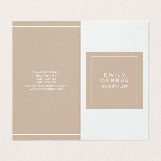 Luxus-Linen Schlicht Moderne Minimalistisch Visitenkarten (Außenseite Aufgefaltet)