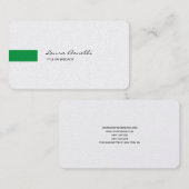 Luxus Linen Schwarz-weiß Green Beruflich Moderne Visitenkarte (Vorne/Hinten)