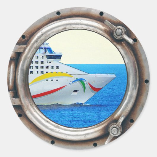 Luxus Liner Porthole View Runder Aufkleber (Vorderseite)