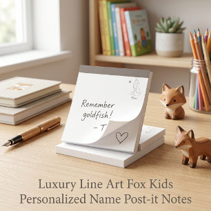 Luxus-Linienkunst-Fuchs Kids Personalisierter Name Post-it Klebezettel