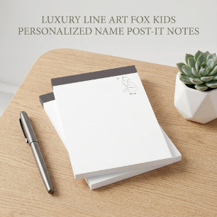 Luxus-Linienkunst-Fuchs Kids Personalisierter Name Post-it Klebezettel