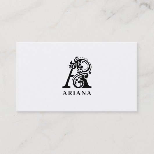 Luxus-Logo A in schwarz-weiß Visitenkarte (Vorderseite)