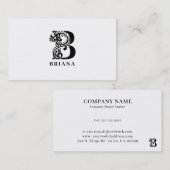 Luxus-Logo B in schwarz-weiß Visitenkarte (Vorne/Hinten)
