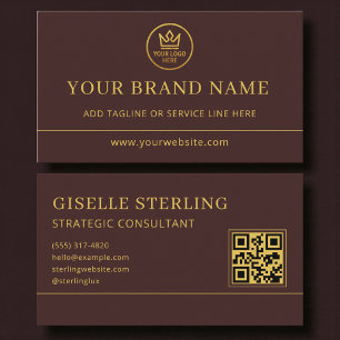 Luxus-Logo Bordeaux Gold QR-Code Visitenkarte