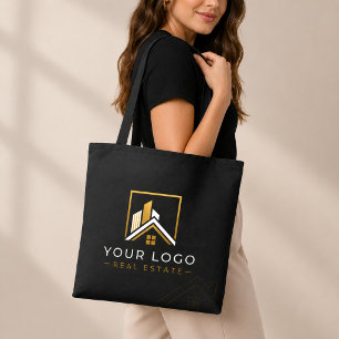Luxus-Logo für Immobilien in Schwarz und Gold Tasche